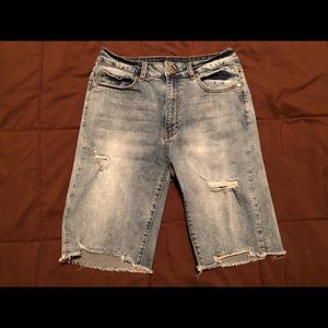 Light-Wash Denim Bermuda Shorts